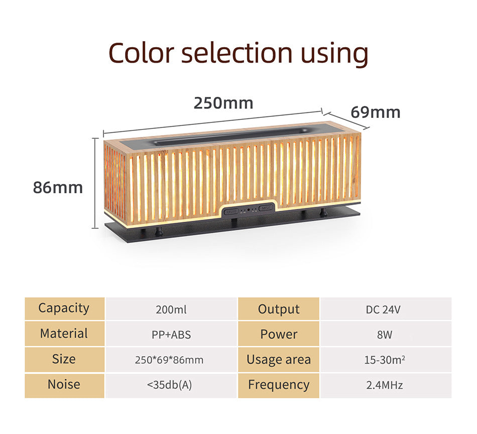 Vertical Wood Grain Hollow Flame Humidifier Simulation