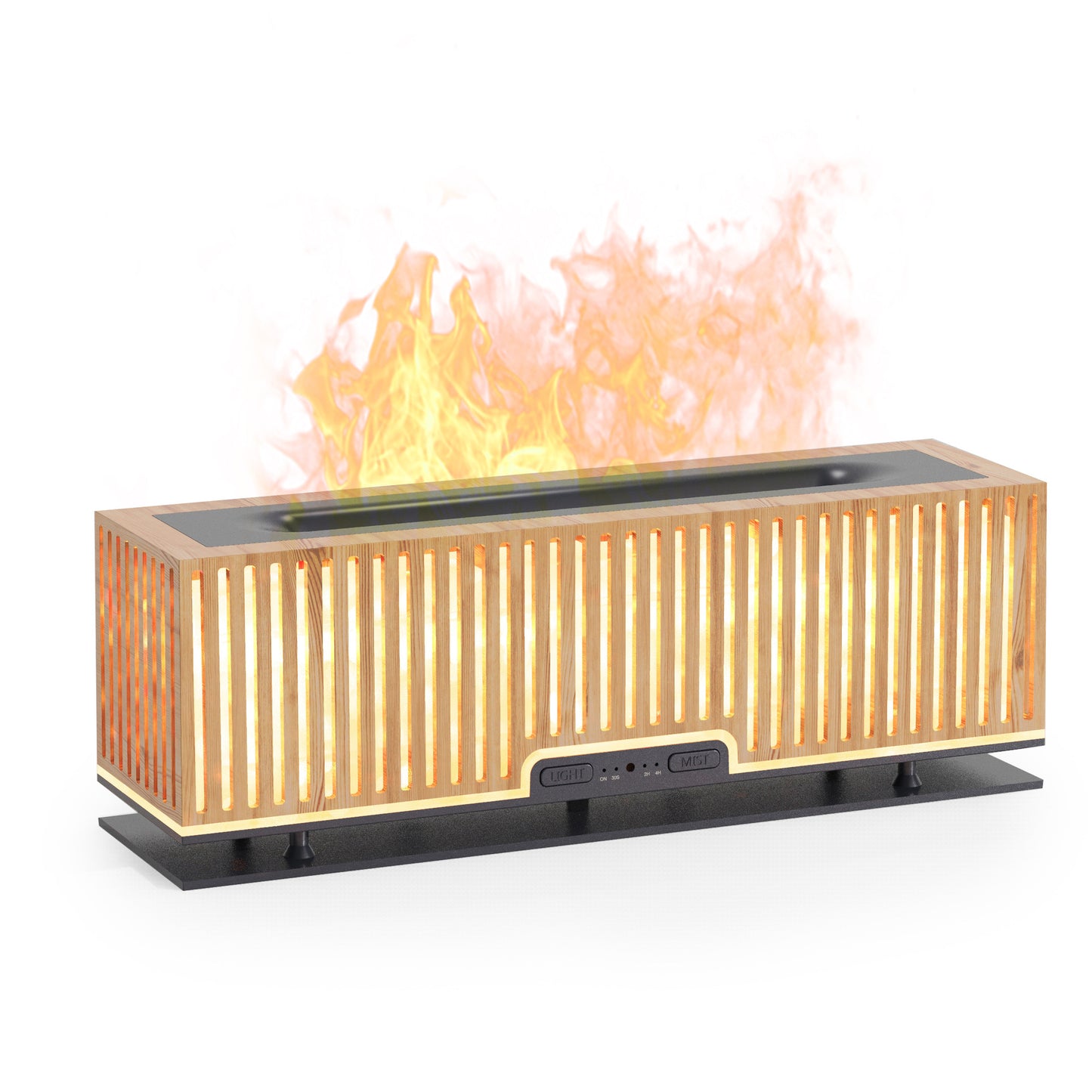 Vertical Wood Grain Hollow Flame Humidifier Simulation